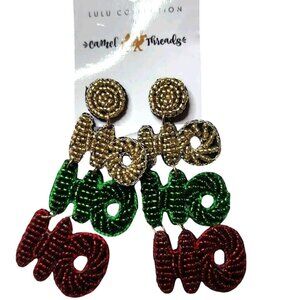 Dangle Earrings Christmas festive party Ho Ho Ho Beaded Holiday womens Jewelry